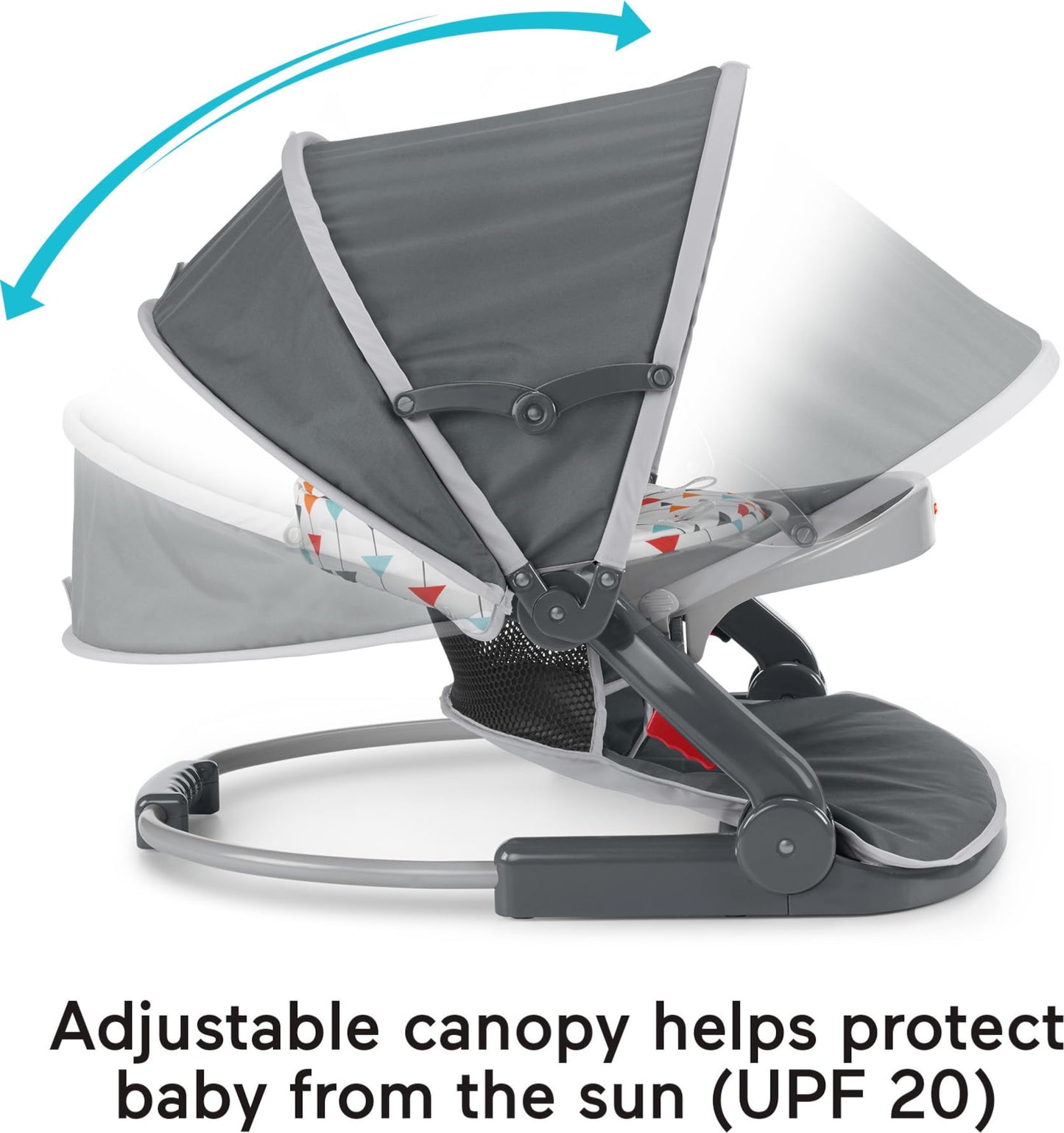 Fisher-Price Travel Baby Chair On-The-Go Sit-Me-Up Floor Seat With Snack Tray And Canopy For Outdoor Use, Arrows Away