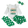 Beqeuewll Baby Girl St Patricks Outfit Letter Print Long Sleeve Romper Tutu Skirt Headband Set Newborn Baby Girls Clothe (Clover