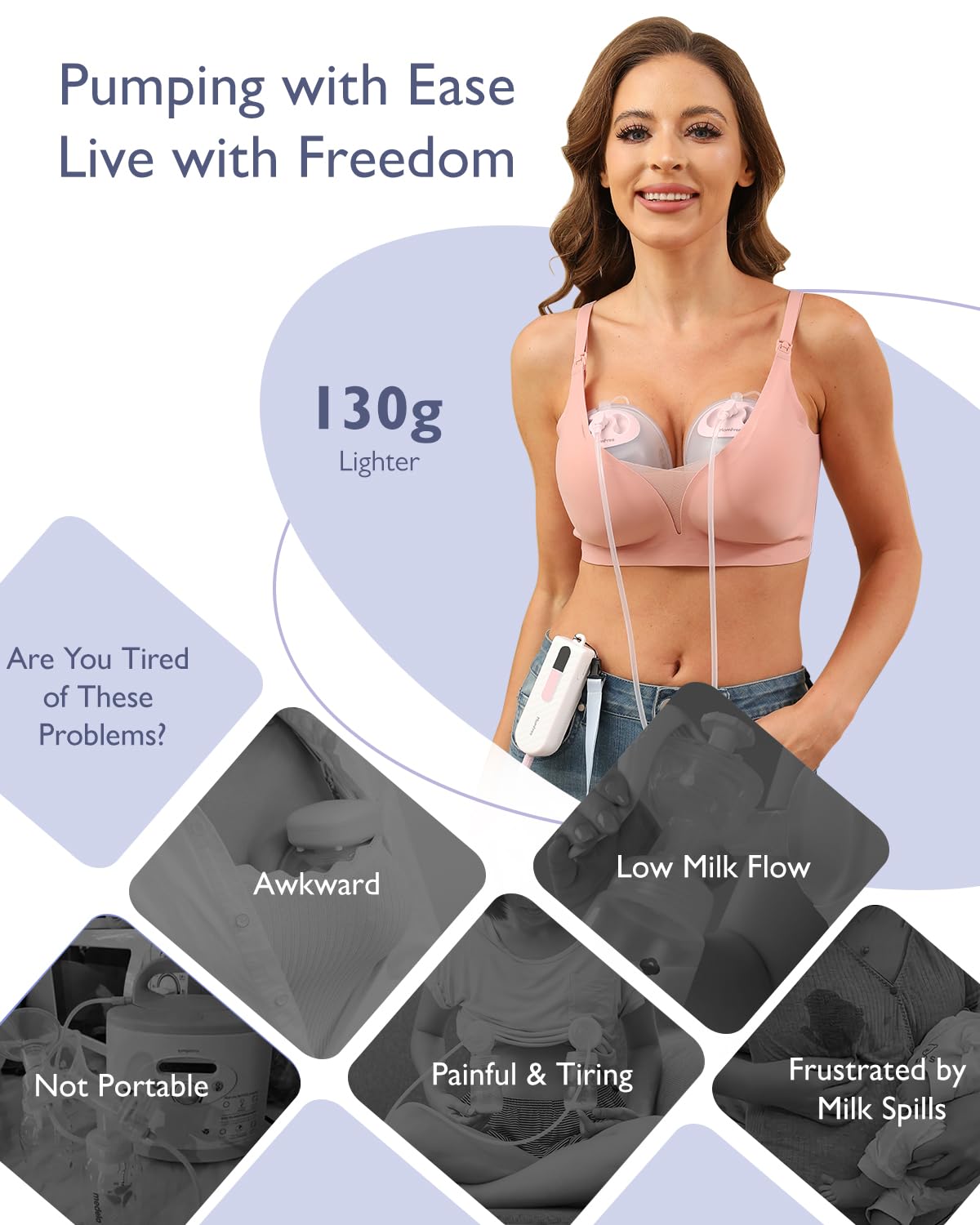 Breast Pump Hands-Free K3 Updated, Wearable Breastfeeding Pump With Soft Double-Seal Flange, 1800Mah Long Battery Life & Led Dis