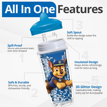 Playtex Baby Sipsters Stage 3 Paw Patrol Spout Cups, Spill-Proof, Leak-Proof, Break-Proof - Pink & Purple, 9 Oz, 2 Count