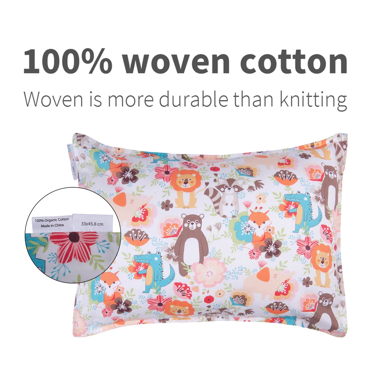 Alvababy Toddler Pillowcases Fits 13 X 18,12X 16 Kids Pillow Cover Cotton Baby 2Pcs Envelope Kids Pillowcases For Boys Girls Sle