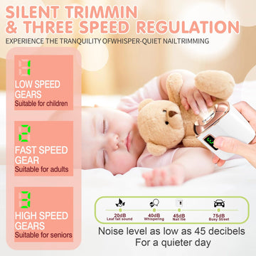 Electric Nail Clipper With Led Light, Usb Rechargeable Nail Trimmer, 3-Speed Fingernail Manicure For Baby, Kids, Seniors, And Ad