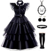 Yuegoo Black Costume Dress For Girls Halloween Costumes Cosplay Party Dress With Accessories 3-12Y (Black, 9-10 Years)