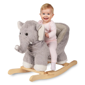 Rock My Baby Rocking Horse Elephant with Chair, Plush Stuffed Rocking Animals, Baby Rocker with Sweet Music, Animal Ride on for