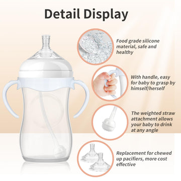 Straw Cup Conversion Kit Compatible With Philips Avent Natural Baby Bottle, Straw Transition Kit From Bottles, 4 Straw Top Nippl