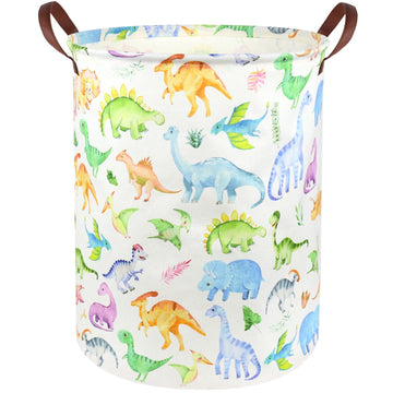 Fxocshe Large Storage Basket,Dinosaur Baby Hamper,Collapsible Canvas Waterproof Coating Boys Hamper For Storage Bin Toy Bins,Kid