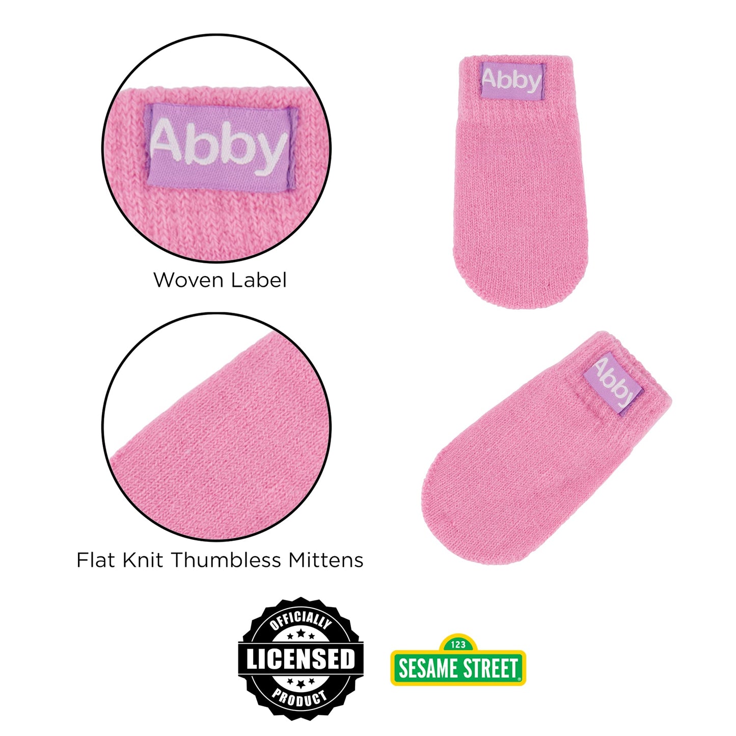Sesame Street Girls' Winter Hat And Mittens Set, Abby Cadabby Beanie For Ages 2-4, Dark Pink