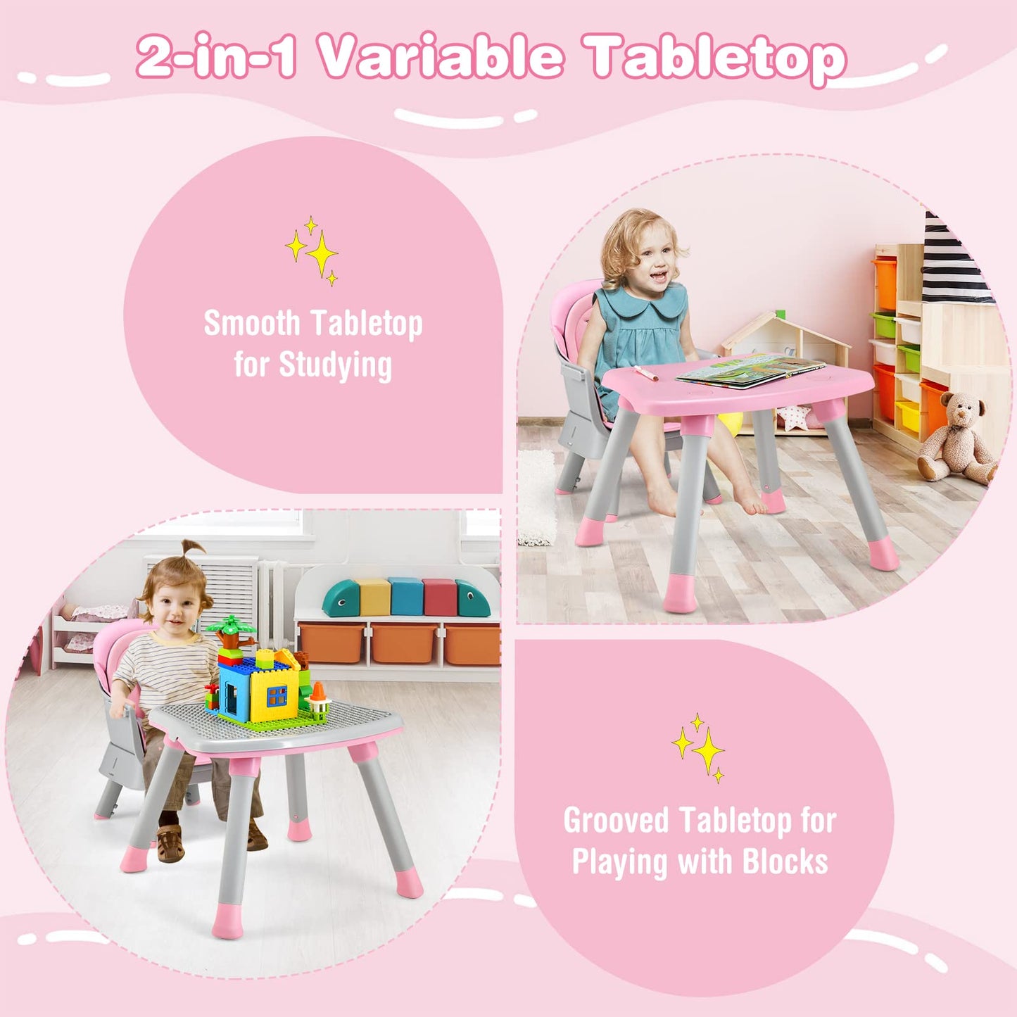 HONEY JOY 8 in 1 Baby High Chair, Convertible Highchair for Babies and Toddlers/Table and Chair Set/Building Block Table/Booster
