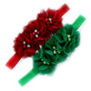 My Lello Baby Flower Headbands Fabric Beaded Trio Stretchy Elastic Pair (Red/Green)