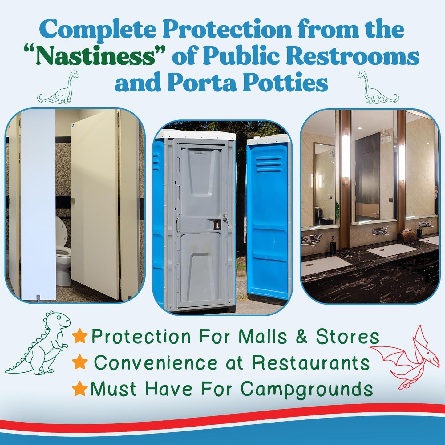 Dinosaur Disposable Toilet Seat Cover For Kids 20 Pack, Extra Large, Waterproof & Individually Wrapped, Toddler Toilet Cover For