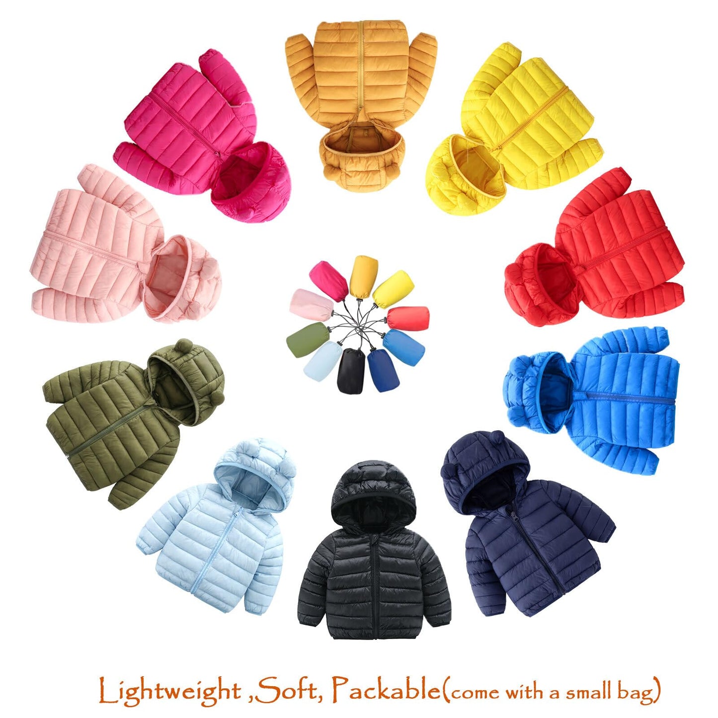 Cecorc Winter Coats For Kids With Hoods Light Puffer Jacket For Girls, Boys | Baby, Infants, Toddlers, 6-12 Months,Red