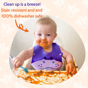 Silly Goose Set Of 3 Silicone Animal Baby Bibs For Babies And Toddlers, Waterproof, Adjustable, Soft, Extra Wide Food Catcher Po