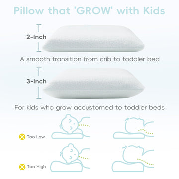 Attababy Toddler Pillow, Adjustable Memory Foam Small/Mini Pillow For Toddler 2 Years & Above, For Kids Sleeping, Napping Or Tra