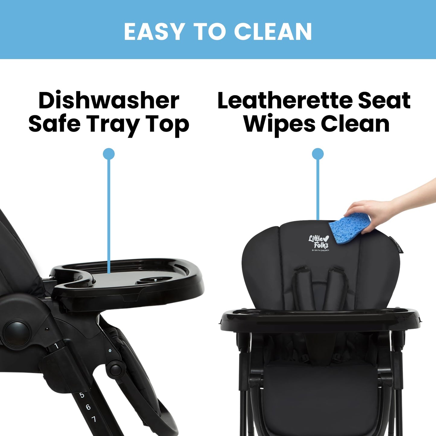 Delta Children Little Folks 2-In-1 Slimfold High Chair For Babies And Toddlers, Black