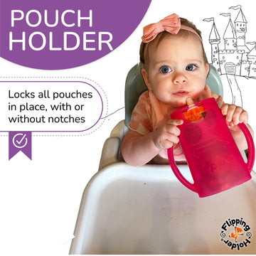 Flipping Holder Squeeze Proof Food Pouch Holder For Toddlers, Babies, Kids, Mess Free No Squeeze Juice Box Drink And Applesauce