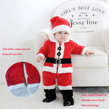 Tonwhar Unisex Baby Santa Clause Costume Kids & Toddlers Winter Hooded Rompers Jumpsuits(3-4 T)