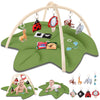 Baby Play Gym & Activity Mat, Leaf Shaped Tummy Time Mat With 8 Detachable Toys,Infant Play Mat For Stage-Based Sensory & Motor