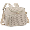 Bevkois Small Diaper Bag Backpack Quilted Mini Baby Crossbody Diaper Bag Tote for Mom and Baby Girls Boys (Beige)
