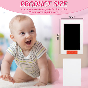 Outus Newborn Baby Handprint And Footprint Paw Print Kit 4 Clean Touch Ink Pads 10 Imprint Cards Pet Inkless Infant Hand And Fee