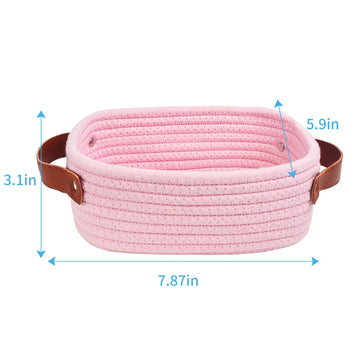 Abenkle Small Storage Basket, Mini Baby Basket, Cute Tiny Cotton Rope Woven Basket,Shelf Basket, Boho Decorative Toy Dog Cat Bas