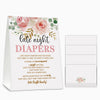 Late Night Diapers Sign, Greenery Floral Note Cards Diaper Thoughts, Late Night Diaper Baby Shower Game Set(1 Standing Sign + 20