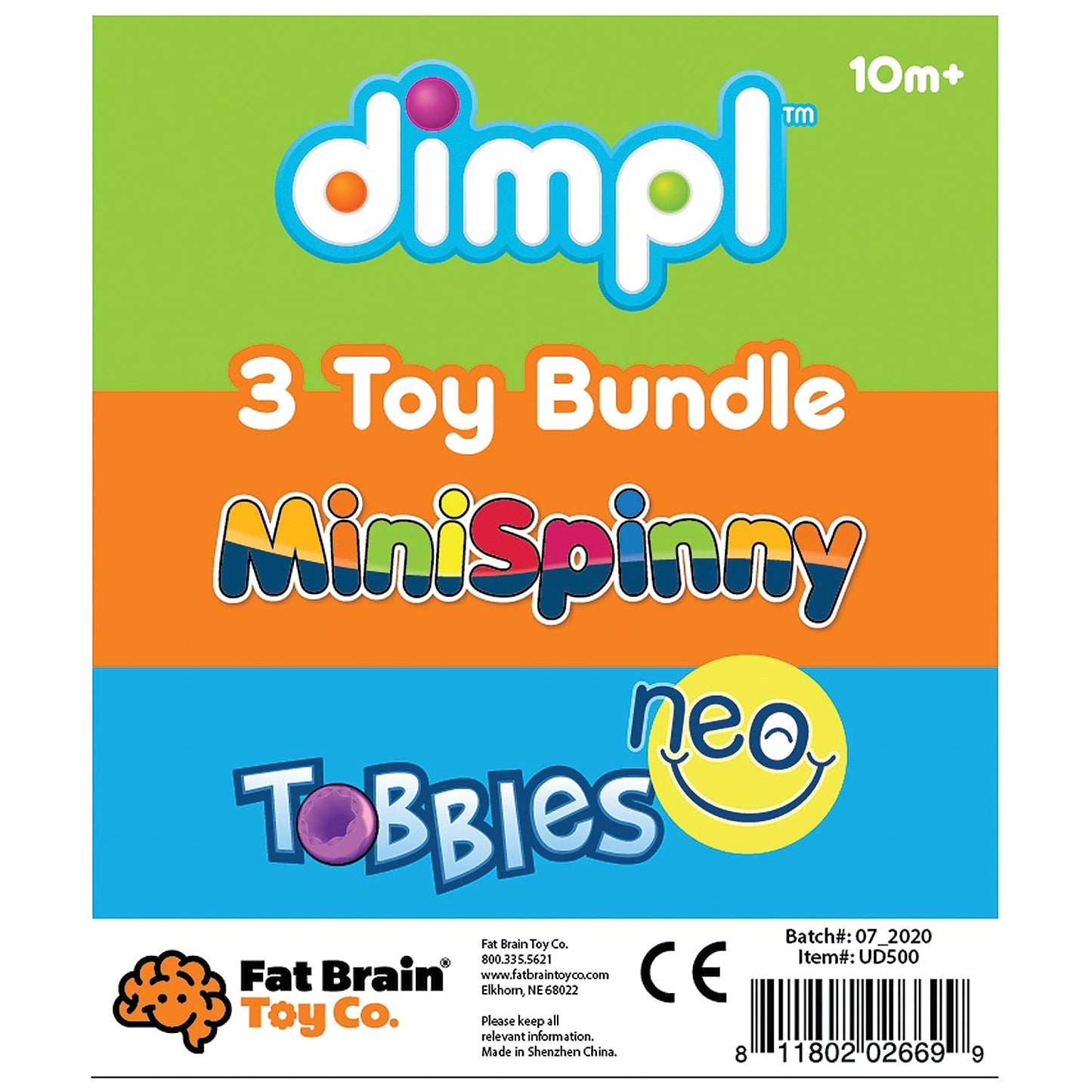 Fat Brain Toys Tobbles, Mini Spinny, Dimpl Bundle - 9-Piece Stacking Toys, Spinning Toy, Popper Toy Combo, Baby Toys Activity Se