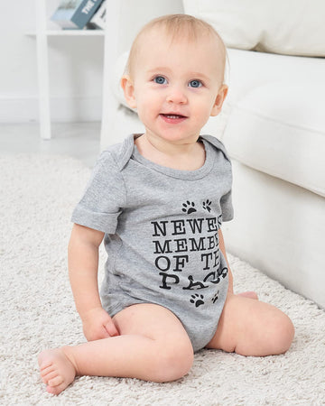 Unicomidea Newborn Rompers Member Of The Pack Bodysuit Boys Letter Jumpsuit Girls Printed Playsuit Short Sleeves Funny Baby Body