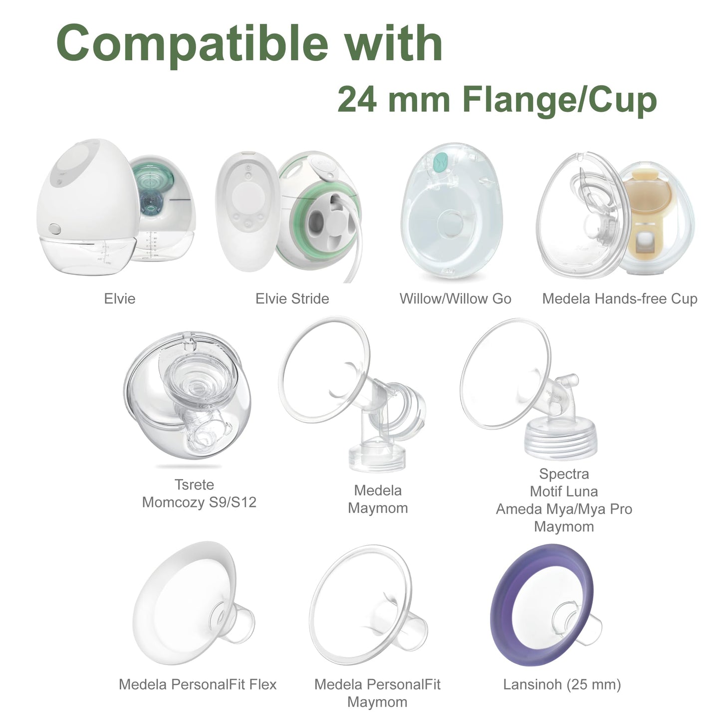 Maymom Flange 19Mm Insert Compatible With Medela/Spectra/Elvie/Momcozy/Tsrete/Willow/Motif Luna/Ameda Mya Breastpump 24Mm Breast