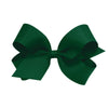 Wee Ones Girls' Classic Grosgrain Hair Bow With Plain Wrap Center On A Weestay Hair Clip, Handmade, King Sized Bow, Forest Green