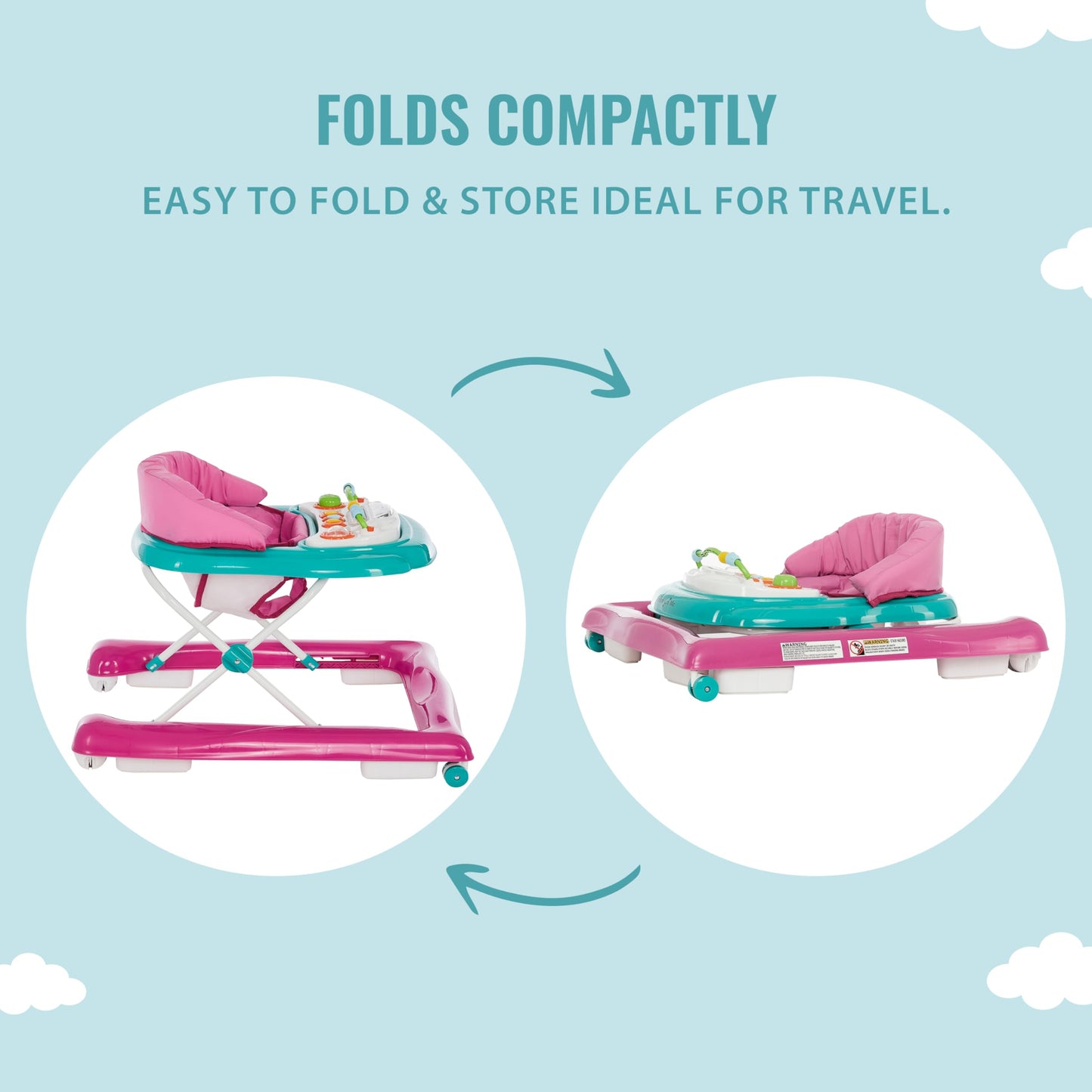 Dream On Me 2-In-1 Ava Baby Walker, Easy Convertible Baby Walker, Walk Behind, Height Adjustable Seat, Added Back Support, Detac