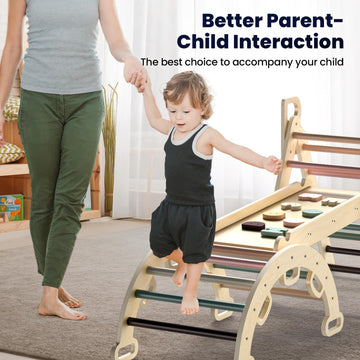 Bluewood Pikler Triangle Set Pikler Climbing Set For Toddlers, Foldable Baby Climbing Toys, Wooden Montessori Climbing Set For 2