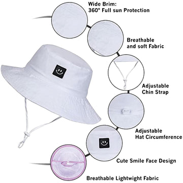 Infant Sun Hat Beach Bucket Hat For Girls 0-6 Months 2Pack