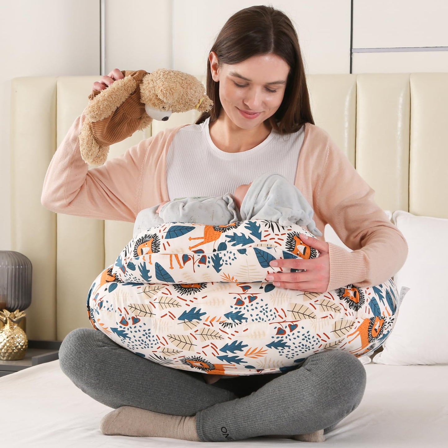 Battop Nursing Pillow For Breastfeeding With Removable Cover,Feeding Pillow For More Support For Mom And Baby,Adjustable Waist S