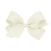 Wee Ones Girls' Classic Grosgrain Hair Bow With Plain Wrap Center On A Weestay Hair Clip, Handmade, Large Sized Bow, Antique Whi