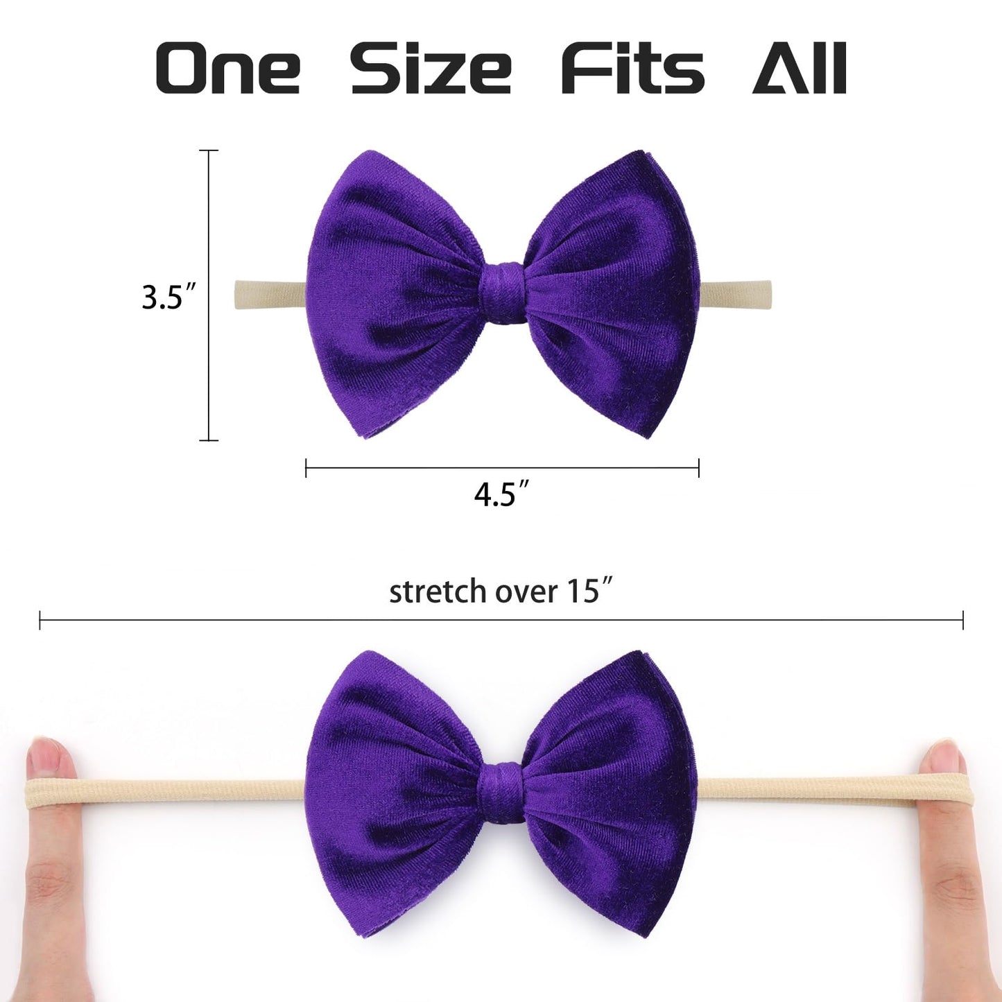 Yanjie Velvet Baby Girl Bows Nylon Headbands Soft Newborn Bows Handmade Baby Headbands Hairbands Hair Accessories For Infants To