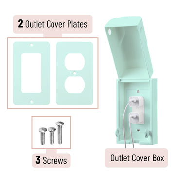 Bates - Baby Safety Outlet Cover Box, Cyan Blue, Outlet Covers Baby Proofing, Plug Covers Baby Proofing, Baby Outlet Cover, Sock
