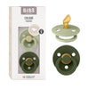 Bibs Pacifiers 0-6 Months | 2-Pack Soothers | Anatomical Nipple | Bpa-Free Natural Rubber | Made In Denmark | Sage/Hunter Green