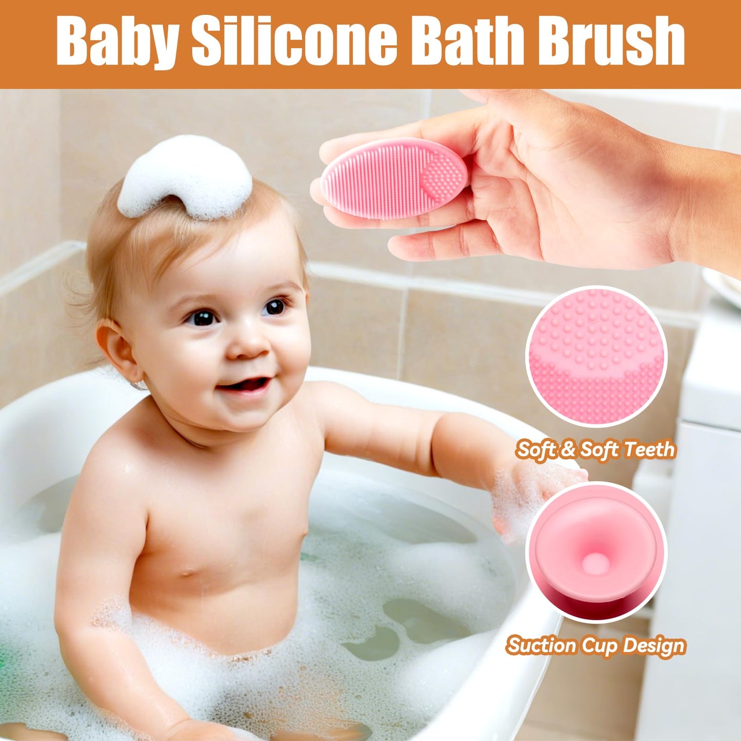 Wooden Soft Goat Bristles Brush With Baby Silicone Hair Scrubber Cradle Cap Brush For Newborn, Toddler, Infant, Baby Hair Care K