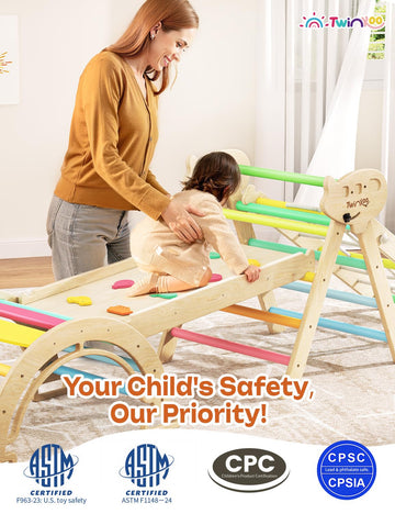 Twinkoo 8 In 1 Pikler Triangle Set, Foldable Toddler Baby Climbing Toys, Solid Wooden Montessori Climbing Set, Baby Climber Indo
