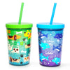 Home Tune 14Oz Kids Tumbler Water Drinking Cup 2 Pack - Bpa Free, Straw Lid Cup, Reusable, Lightweight, Spill-Proof Water Bottle