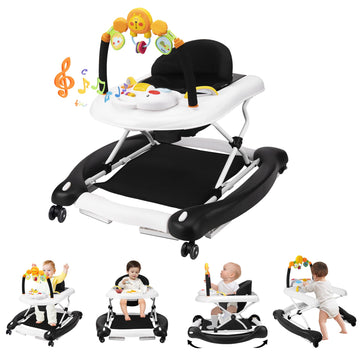 Refoerebabe Baby Walker With Wheels, 5 In 1 Baby Walkers For Boys Girls 6-12 Months, Foldable Walker Baby With Bouncer & Feeding