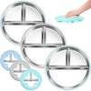 Stainless Steel Toddler Plates Silicone Suction,3 Packs Non-Slip Baby Plates,Divided Portion,Food-Grade Silicone Plate for Kids,
