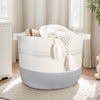 55L Woven Cotton Rope Storage Basket with Handles: 17.7x13.7 Laundry Hamper, Nursery Storage and Laundry Basket for Clothes, Bla