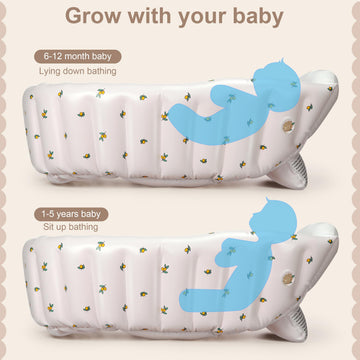 Mink Inflatable Baby Bathtub With Built-In Air Pump, Newborn To Toddler Bath Tub,Portable Travel Shower Basin With Back Support,