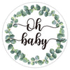 50 Greenery Wreath Oh Baby Gender Neutral Stickers - Baby Shower Favors Stickers - Thank You Labels For Baby Shower 2 Inch.
