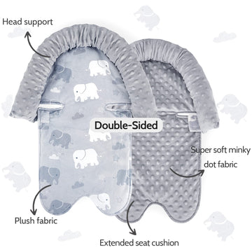 Tanofar Baby Car Seat Insert And Strap Covers, Gray Carseat Head Support For Boys, Soft Unisex Cushion Fit For Car Seats, Stroll