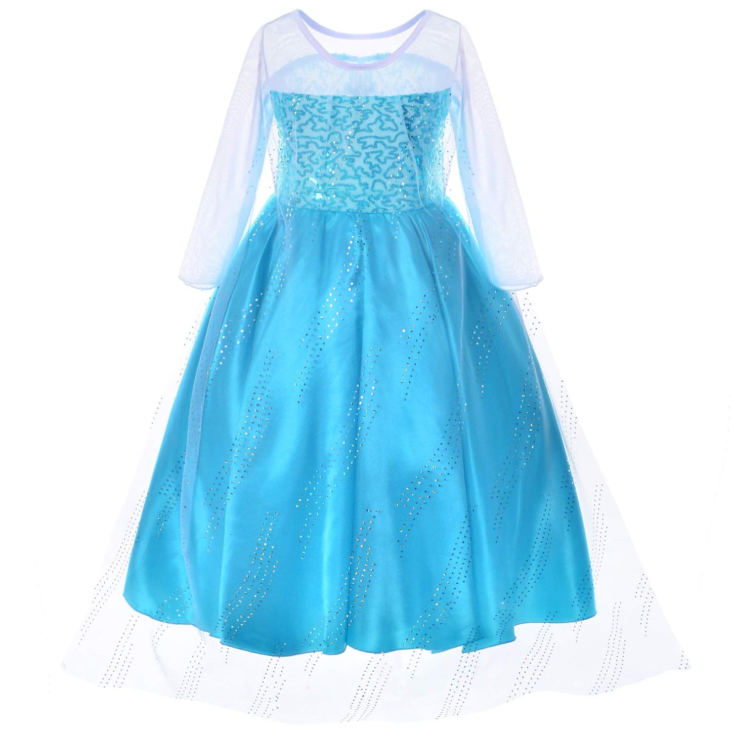 Party Chili Princess Costume For Girls Dress Up With Accessories For Little Girls 6X 6-7 Years 130 Sky Blue