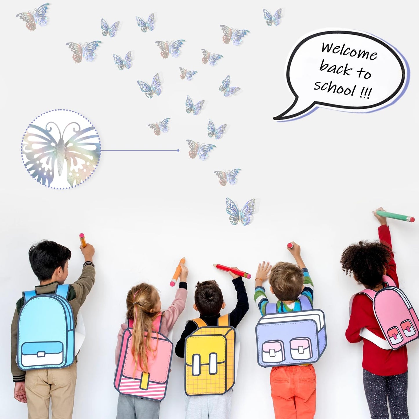 72 Pcs Laser Butterfly Decorations, 3D Butterfly Decoration With 3 Styles 3 Sizes, Removable Butterfly Wall Decor Stickers (Lase