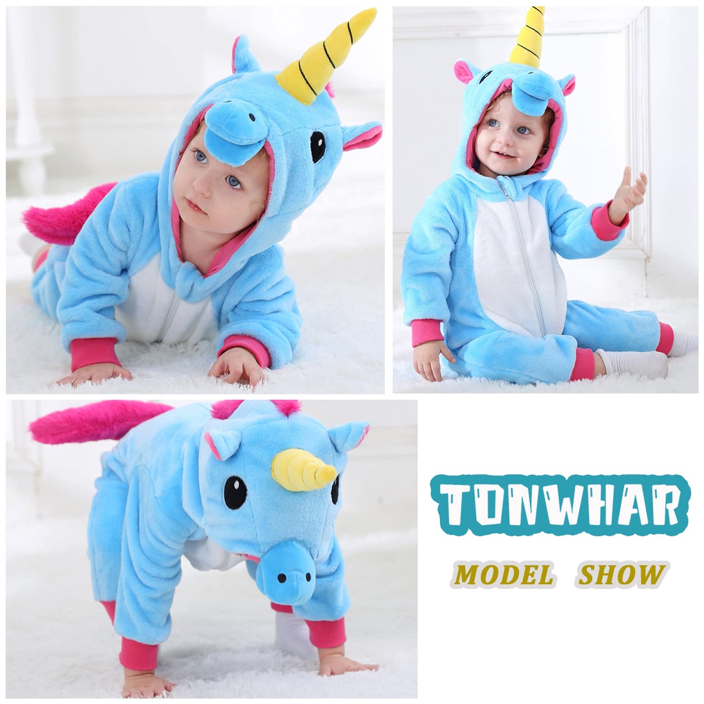 Tonwhar Kids' And Toddlers' Infant Tiger Dinosaur Animal Fancy Dress Costume Outfit Hooded Romper Jumpsuit