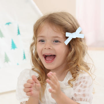 Cute 3.2' White Assorted Velvet Bow Hair Clips For Baby Girls, Toddlers, Kids, And Teens - 2 Pack